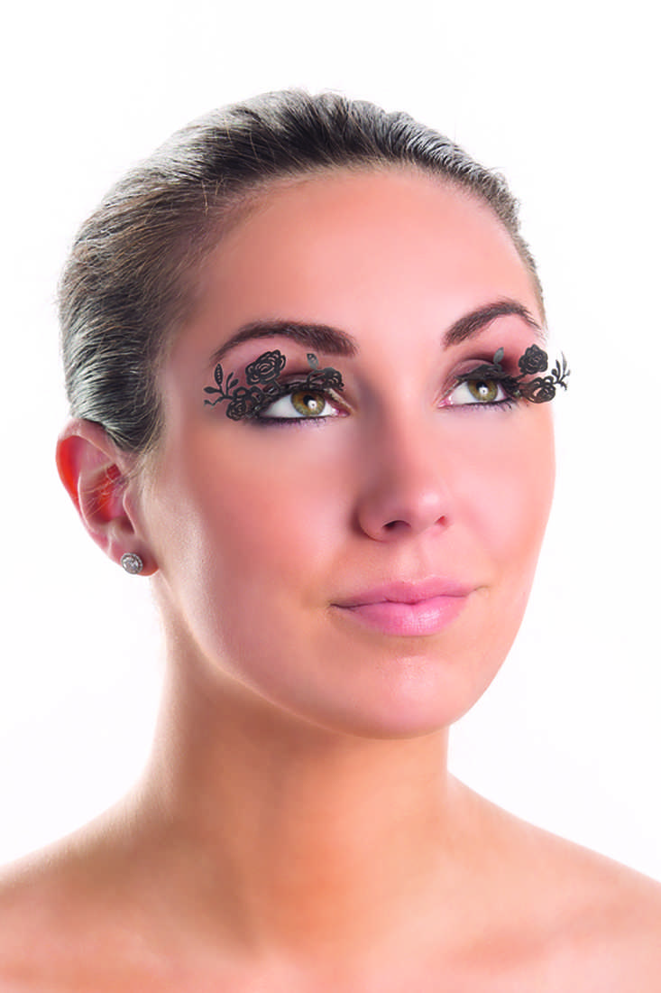 Black Laser Cut Rose Design Sexy Ravewear Eyelashes