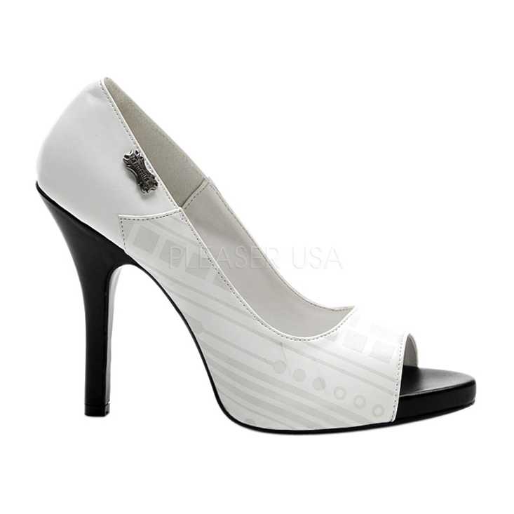 White UV Print Pump High Heels Faux Leather