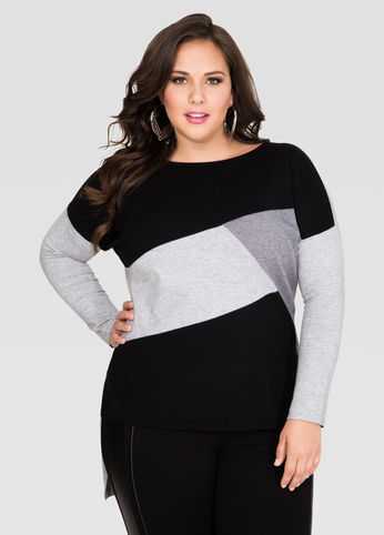 Colorblock Hi-Lo Sweater