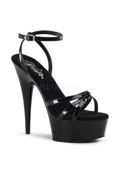 Black Patent Strappy Platform High Heels
