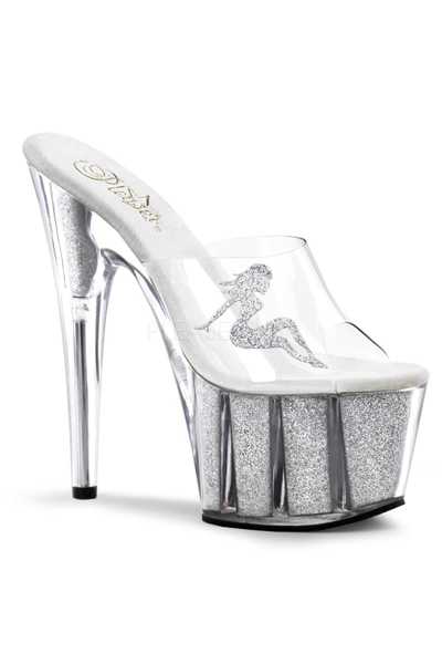Clear Silver Glitter Girl Platform High Heels