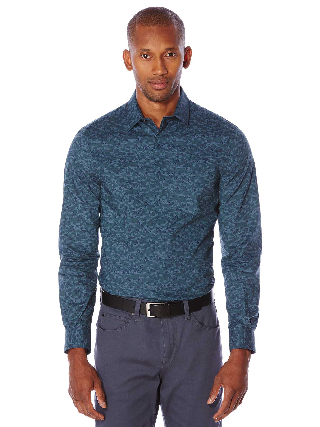 Perry Ellis Slim Fit Floating Leaves Shirt