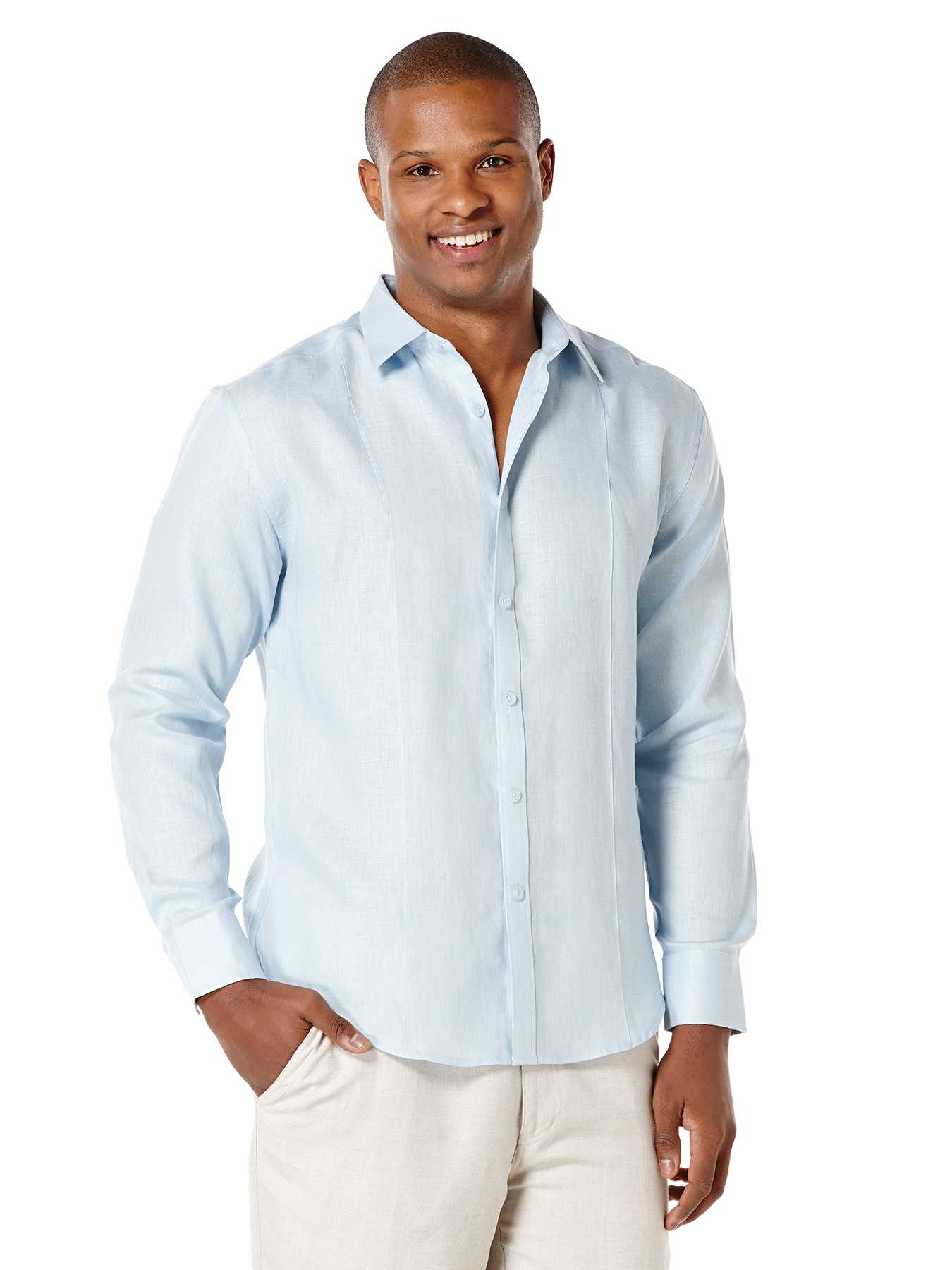 Cubavera 100% Linen Long Sleeve Tuck Shirt