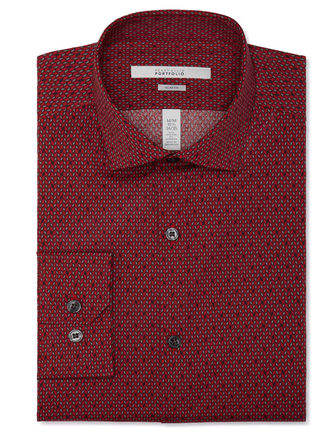 Perry Ellis Slim Fit Diamond Pattern Dress Shirt