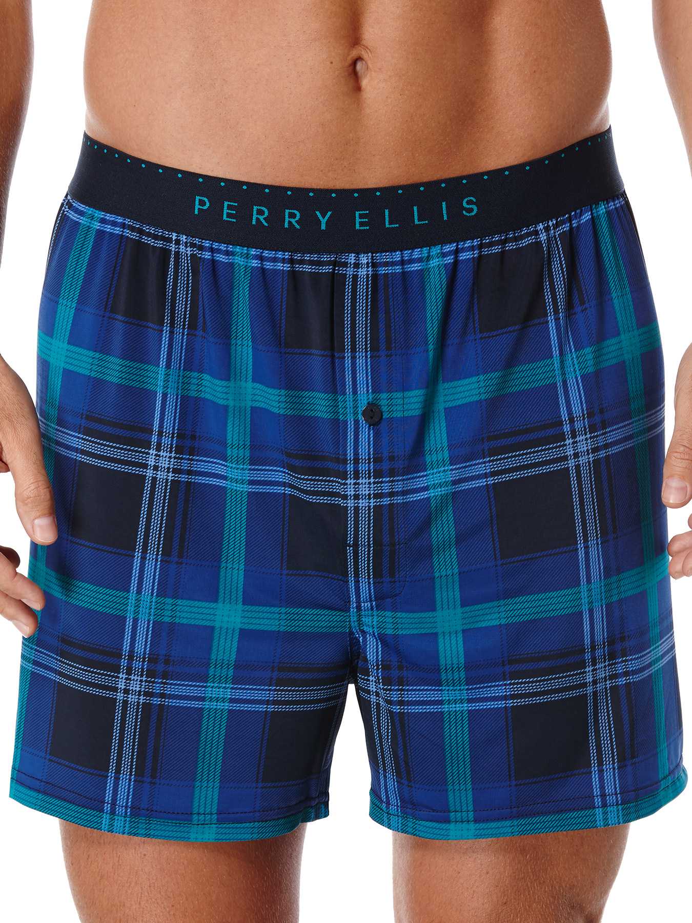 Perry Ellis Ibiza Plaid Luxe Boxer Short