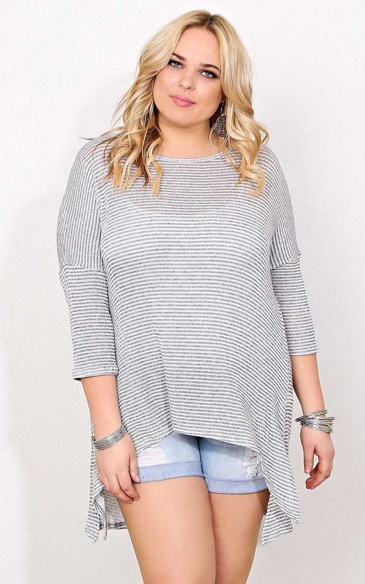Plus Size Allie Striped Knit Top - Black/White in Size by Styles For Less