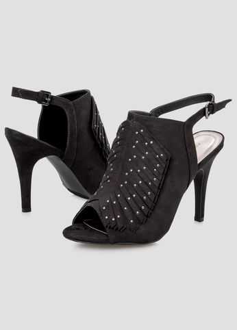 Stud Fringe High Heels - Wide Width