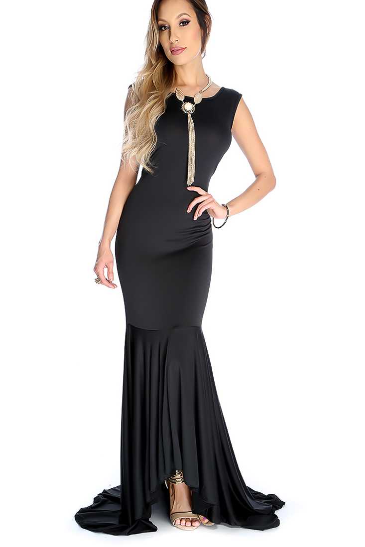 Sexy Black Sleeveless V-back Mermaid Dress