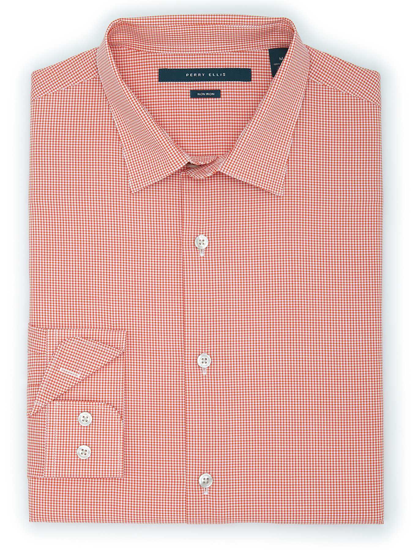 Perry Ellis Non-Iron Slim Fit Mini Gingham Shirt