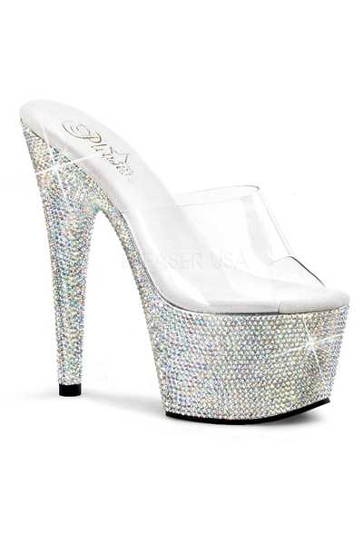 Clear Silver Rhinestone Platform High Heels