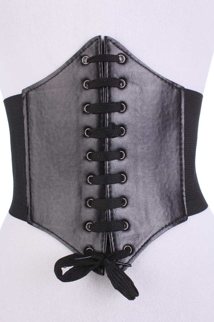 Black Spandex Tie Up Corset Design Sexy Summer Belt
