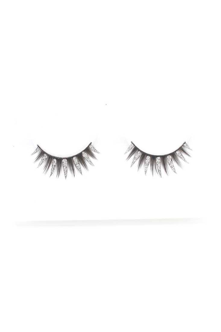 Black Silver Glitter Accent Faux Lashes