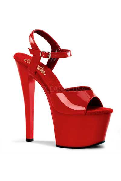 Red Patent Peep Toe Platform High Heels