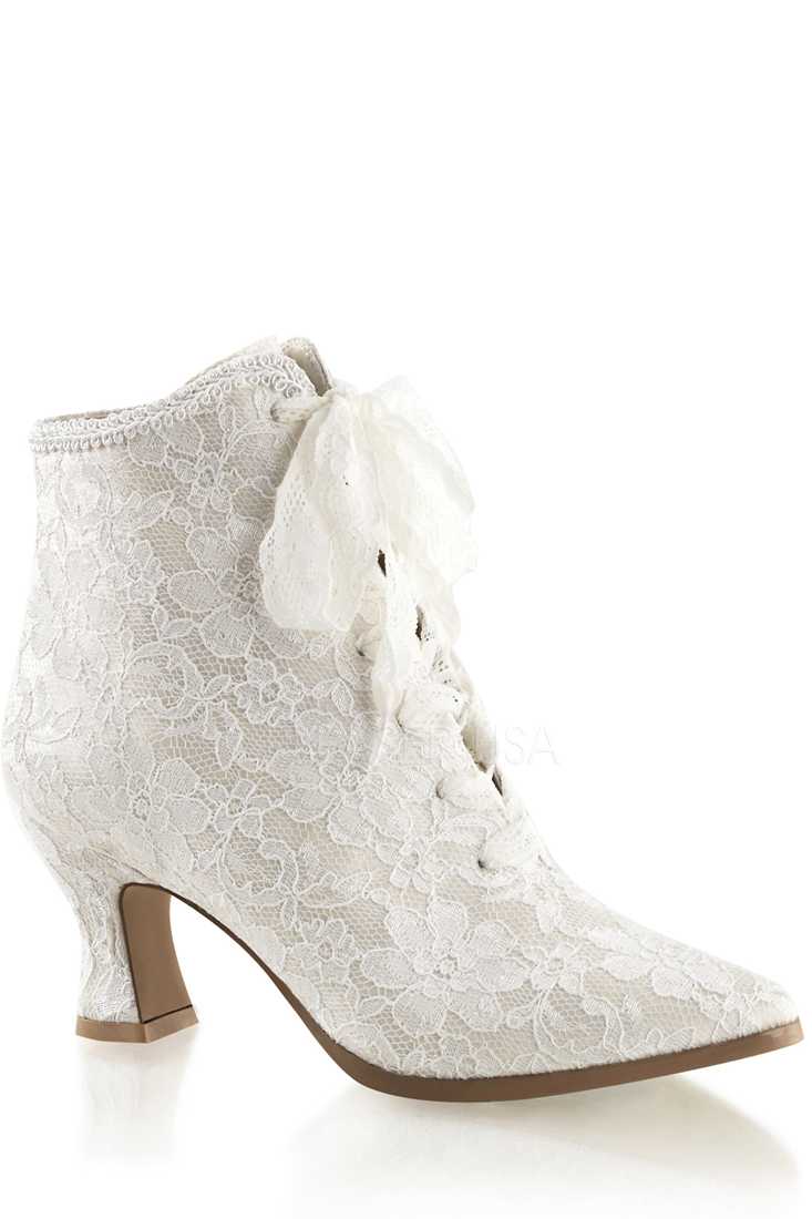 Ivory Victorian Style Booties Satin Lace