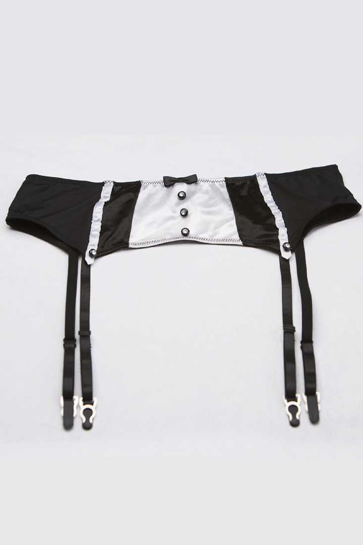 Black White Tuxedo Style Garter Belt