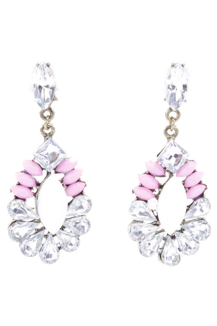 Pink Faceted Beaded Dangle Earrings