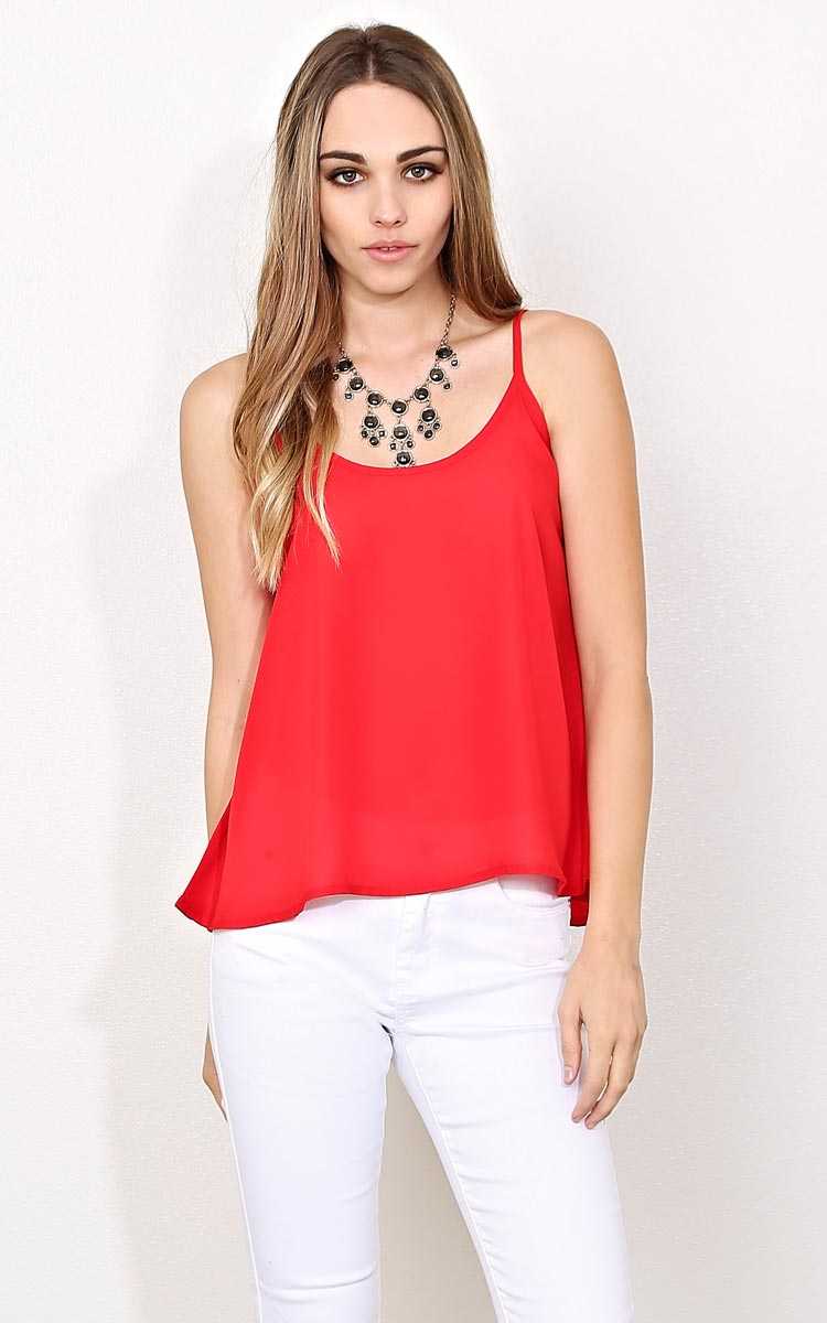 Fire It Up Woven Tank - SML - Red in Size Small by Styles For Less