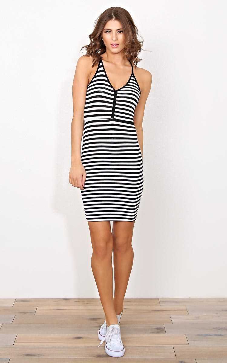 Brandi Striped Mini Dress - - Black/White in Size by Styles For Less