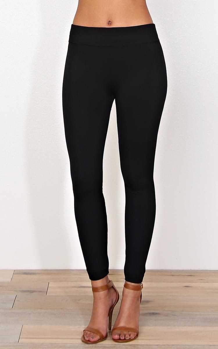 Black Out Fleece Lined Leggings - N/S - Black by Styles For Less