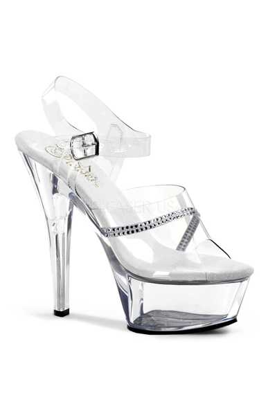 Clear Strappy Rhinestone Peep Toe High Heels