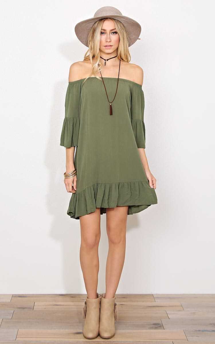 Olive My Girl Woven Dress - SML - Olive/Drab in Size Small by Styles For Less