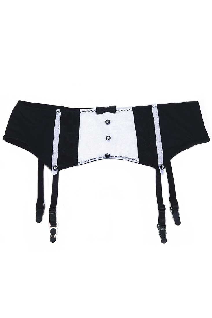 Black White Tuxedo Style Garter Belt