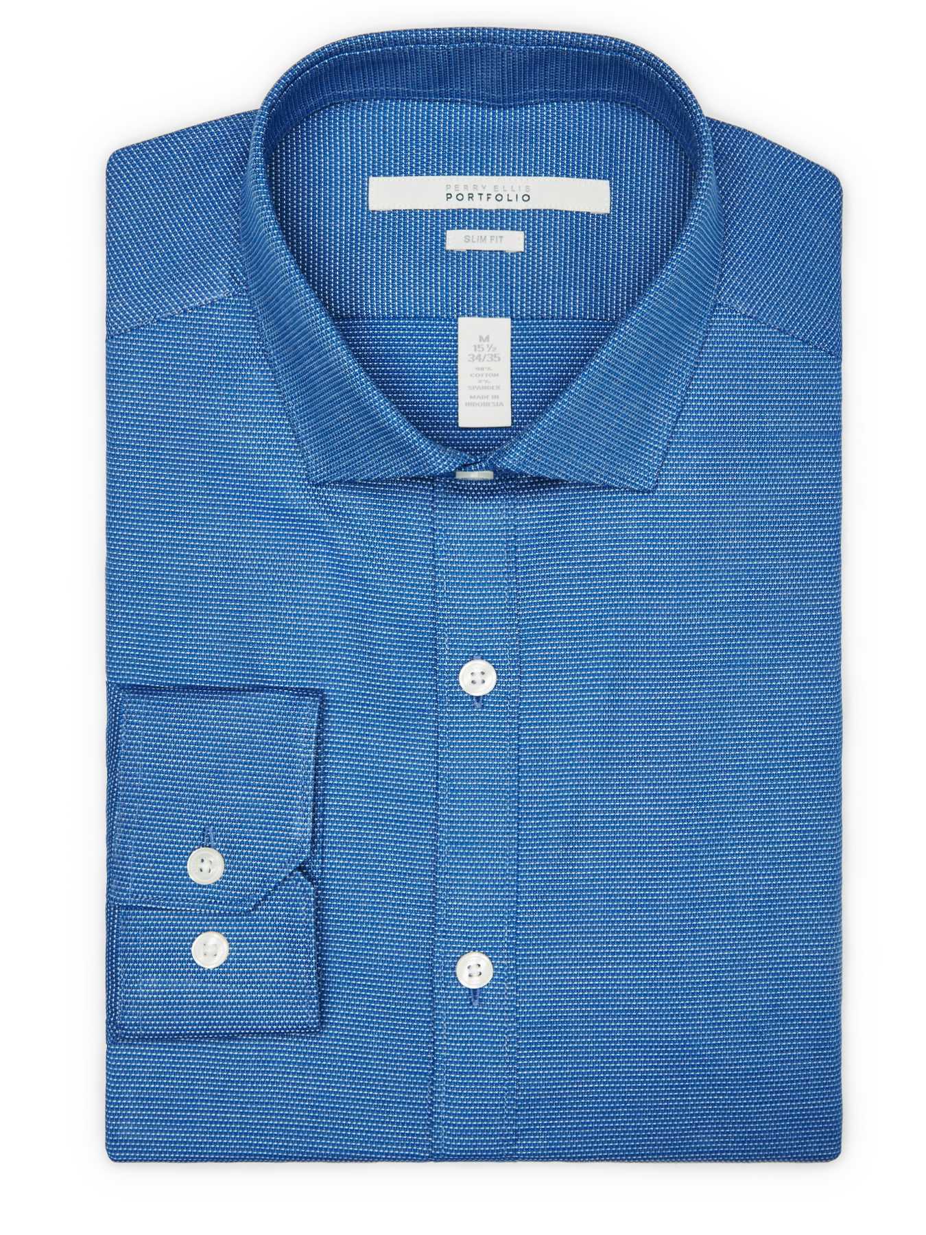 Perry Ellis Slim Fit Solid Dobby Dress Shirt