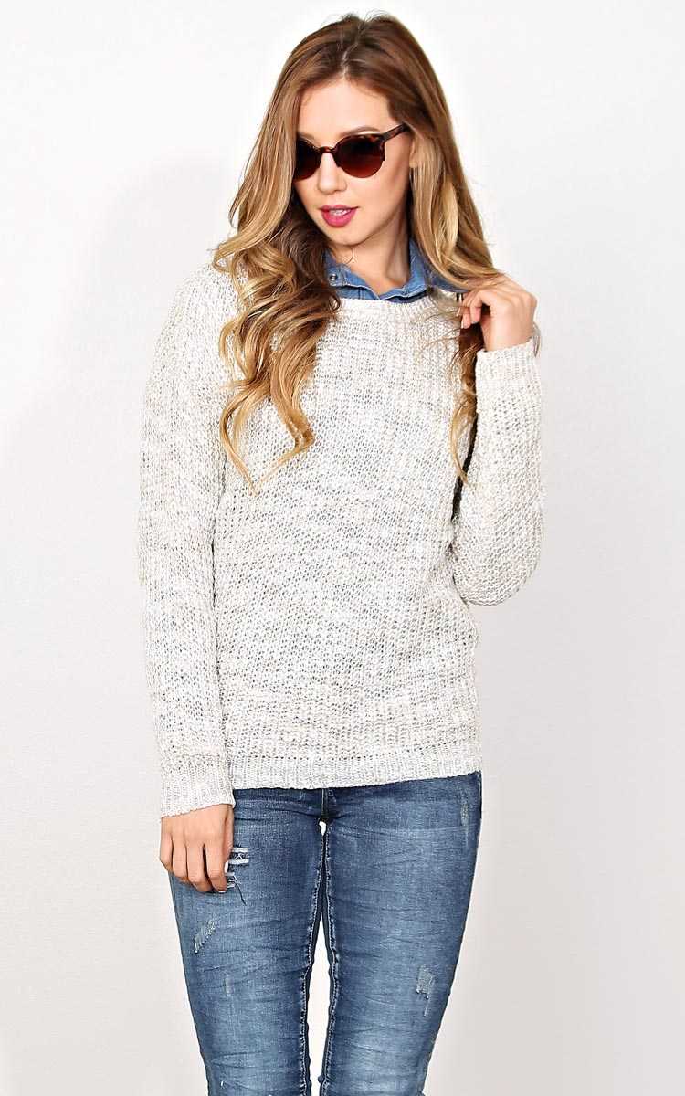 Winter Worthy Sweater Knit Top - LGE - Taupe Combo in Size Large by Styles For Less
