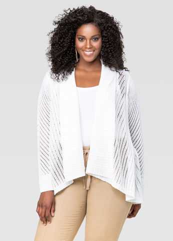 Open Front Pointelle Cardigan