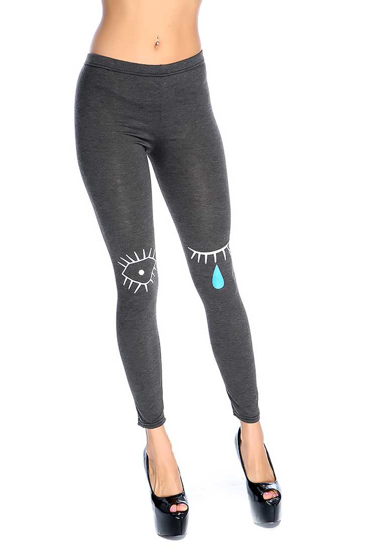 Charcoal Crying Eye Print Leggings