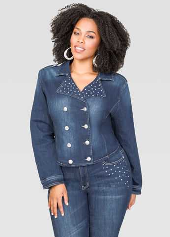 Embellished Military Jean Jacket