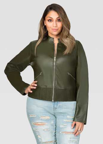 Zip Faux Leather Jacket