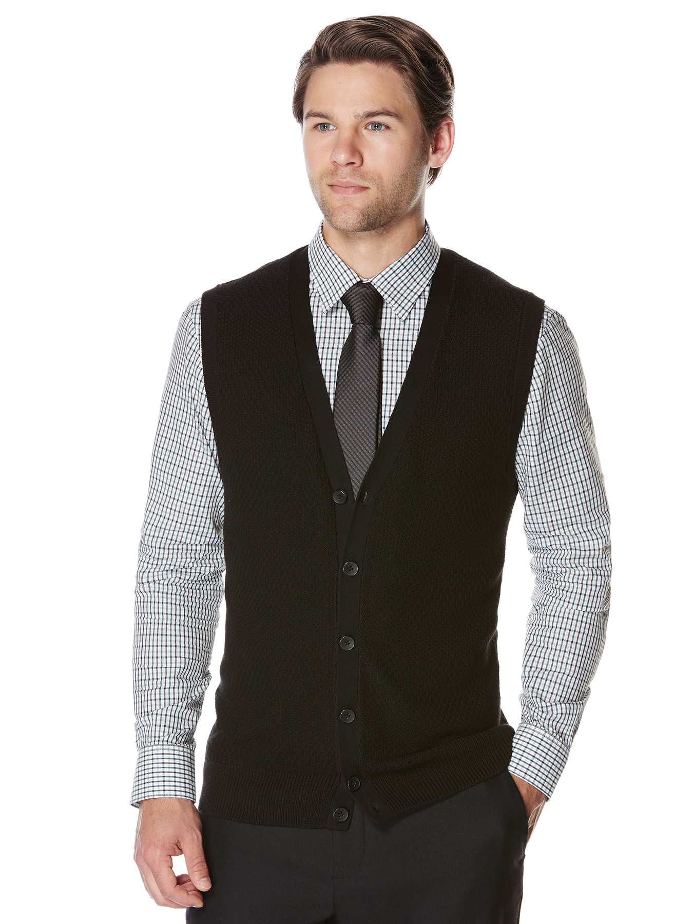 Perry Ellis Big and Tall Solid Texture Vest