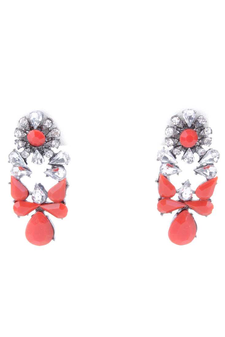 Red Faceted Beaded Dangle Earrings