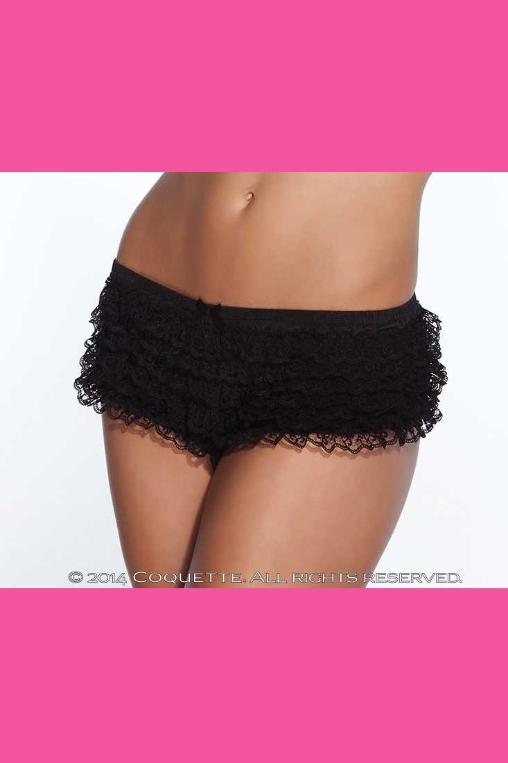 Black Lace Ruffle Sheer Panty