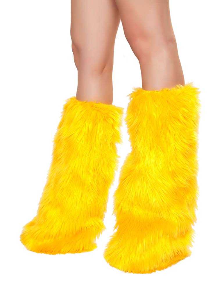 Yellow Faux Fur Leg Warmers Costume Accessory