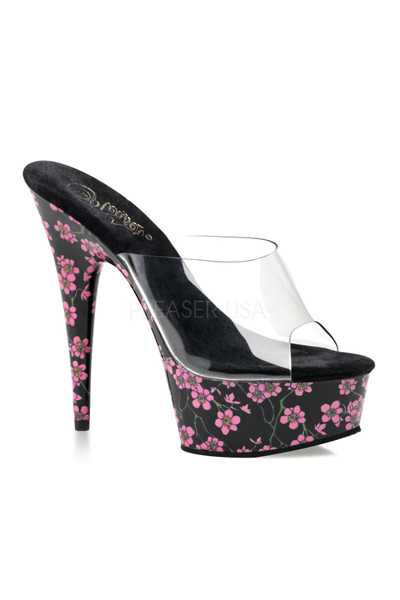 Clear Black Baby Pink Cherry Blossom Platform High Heels