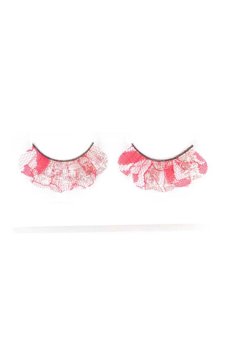 Red Silver Shimmer Netted Faux Eyelashes