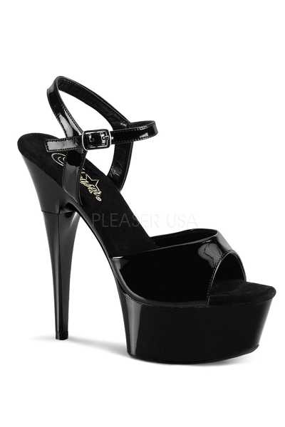 Black Patent Strappy Peep Toe High Heels