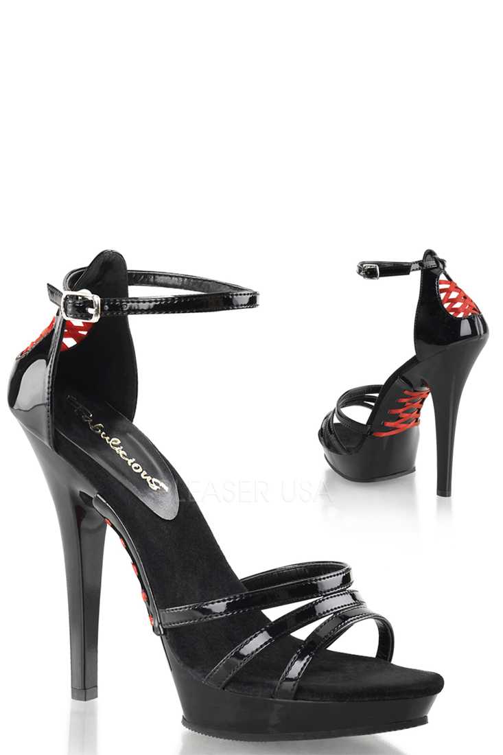 Black Strappy Corset High Heels Patent