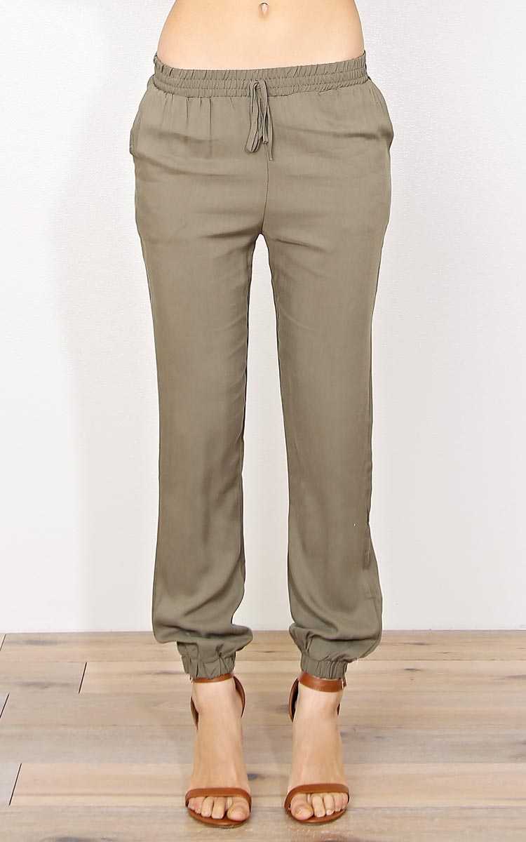 Gianna Woven Joggers - LGE - Olive/Drab in Size Large by Styles For Less