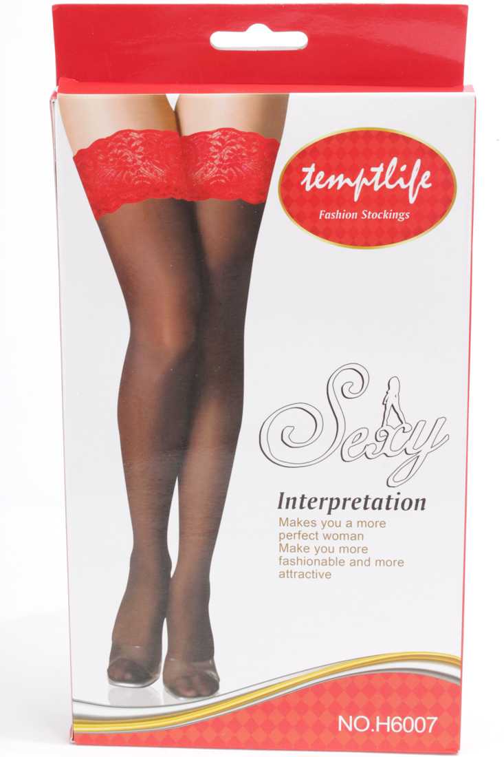 Black Red Lace Top Two Tone Stcokings