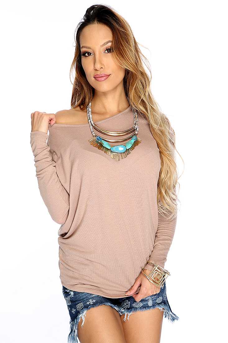 Mocha Long Sleeve Causal Fall Top