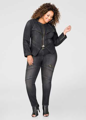 Zip Detail Skinny Leg Jean