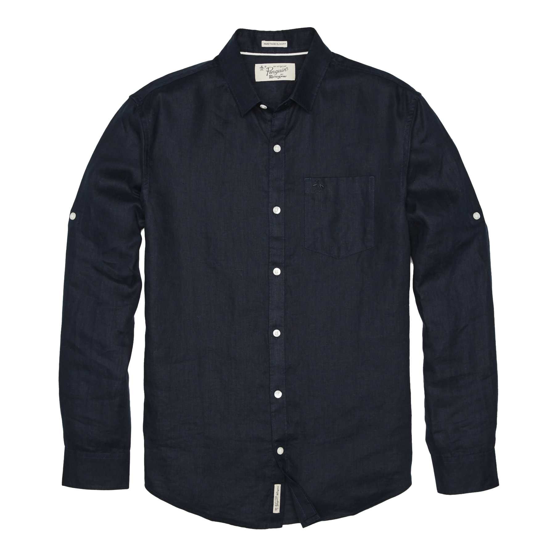 Original Penguin ROLLED SLEEVE LINEN SHIRT