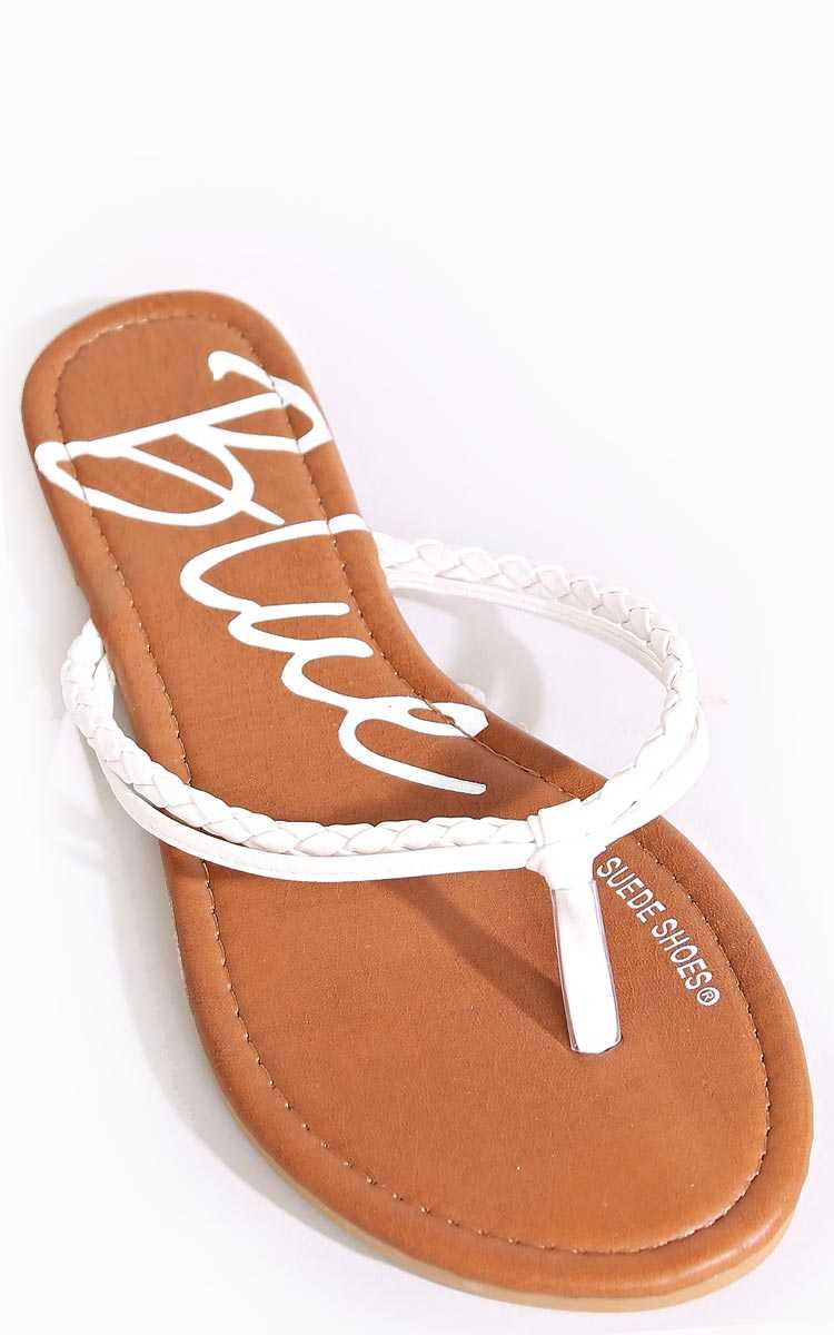 Beach Babe Braided Thong Sandals - White in Size by Styles For Less