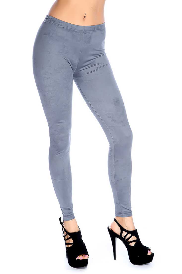 Grey Microfiber Suede Leggings