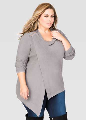 Zip Shoulder Wrap Sweater