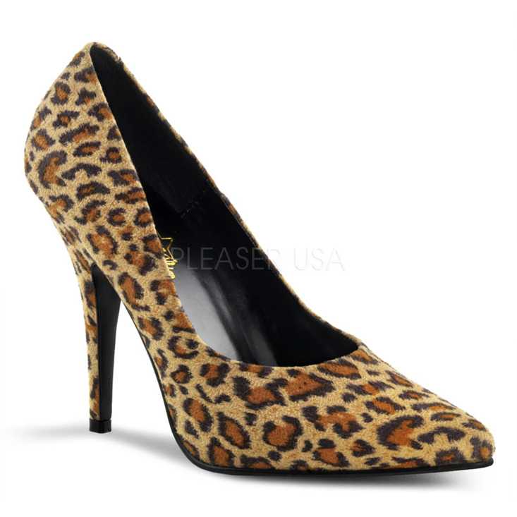 Leopard Print Single Sole Pump High Heels Microfiber