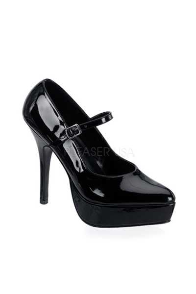 Black Patent Faux Leather Maryjane High Heels